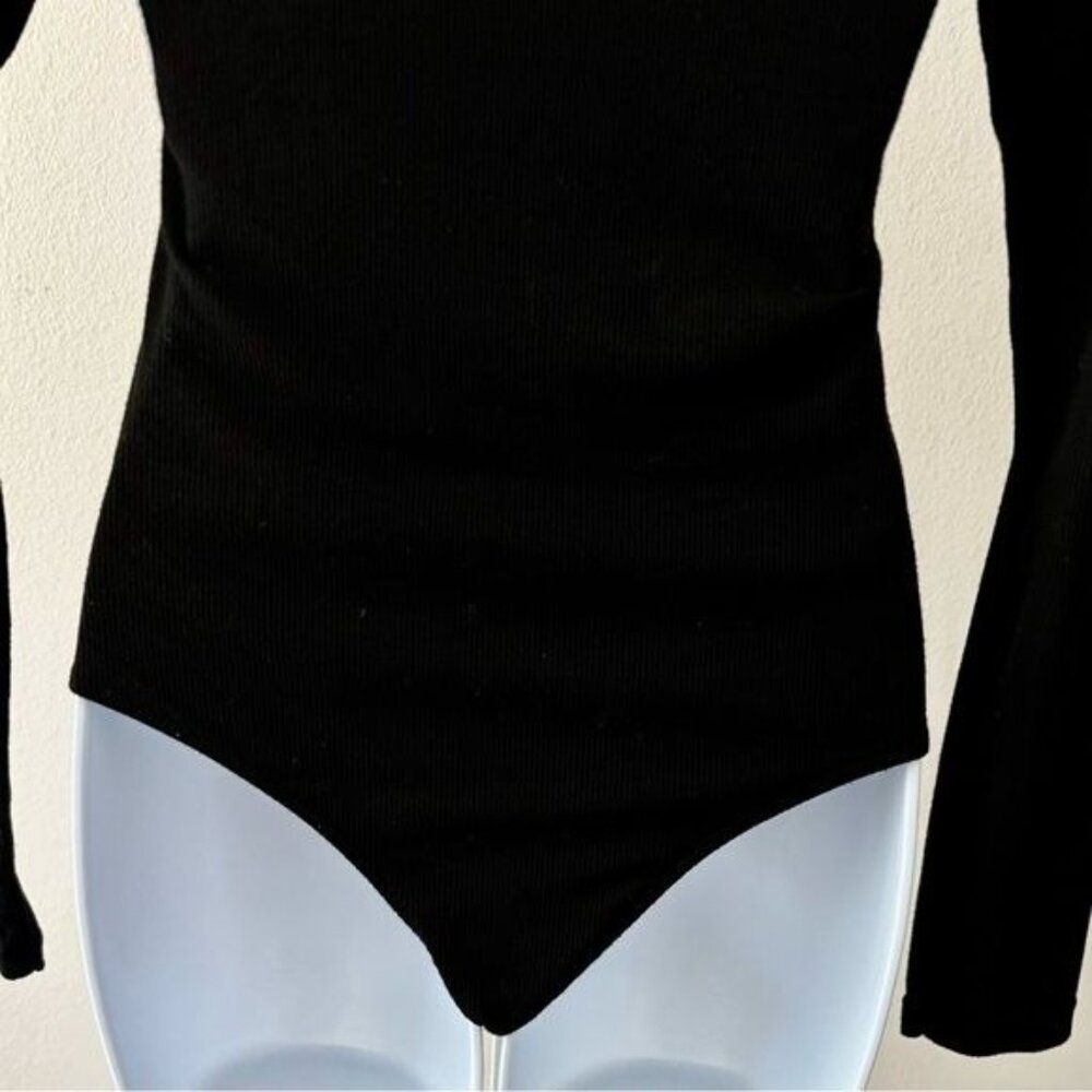 Klassy Network Bodysuit Medium Deep V Ribbed Minimalist Clean Girl Streetwear - Picture 7 of 14